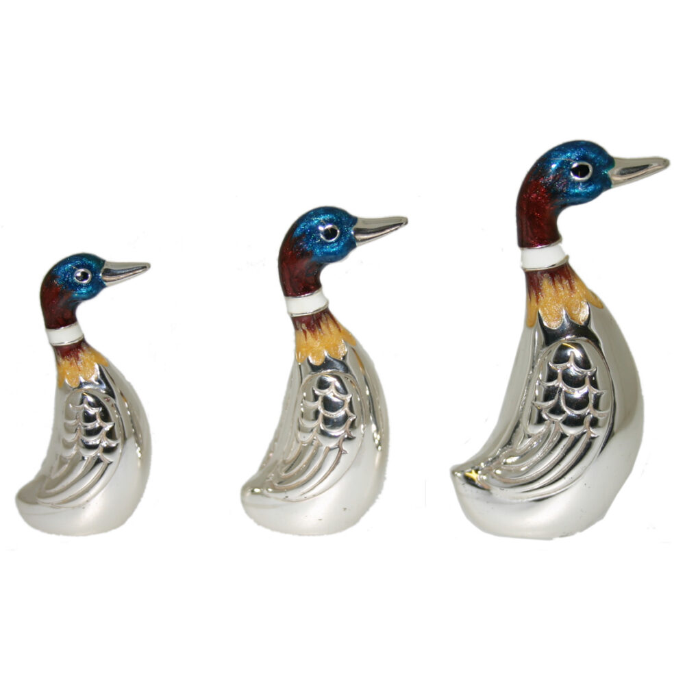 Saturno Sterling Silver and Enamel Ducks – Indian Runner Ornaments