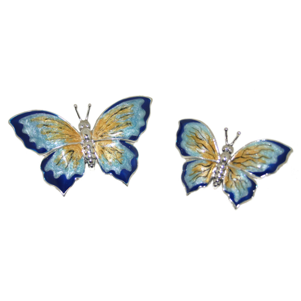 Saturno Sterling Silver and Enamel pair of Butterfly Ornaments