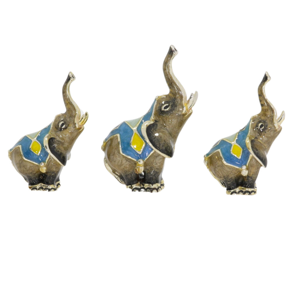 Saturno Sterling Silver and Enamel Elephant Ornaments