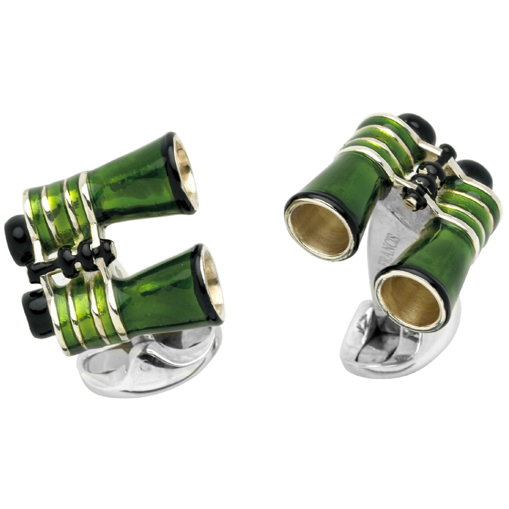 Silver and enamel Deakin and Francis Binocular Cufflinks