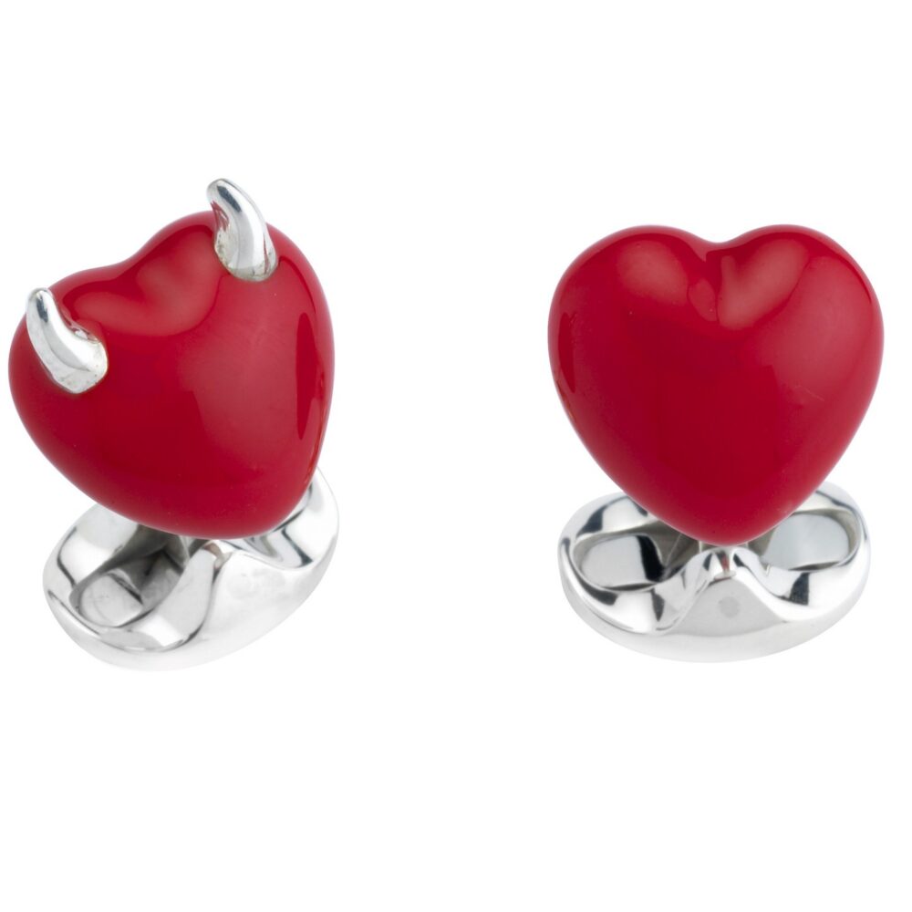 Silver and enamel Deakin and Francis Hearts Good and Bad Cufflinks