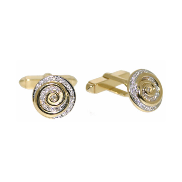 Diamond set swirling 18ct white and yellow gold Dress Swivel Cufflinks