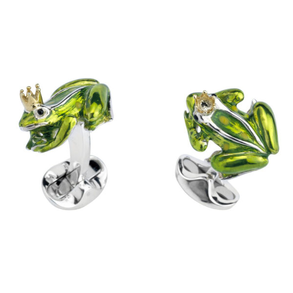Sterling Silver and enamel Deakin and Francis Frogs Crowned Cufflinks