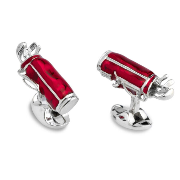 Silver and enamel Deakin & Francis Golf bag Red Cufflinks