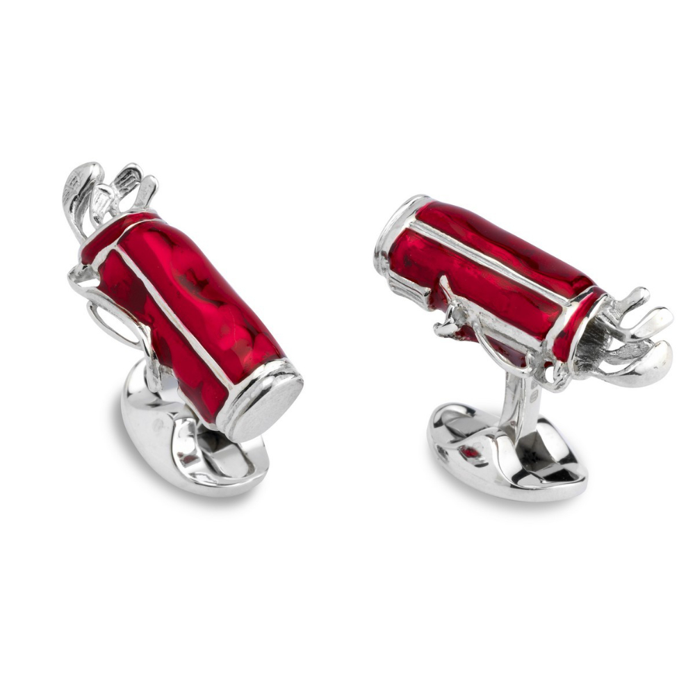 Silver and enamel Deakin & Francis Golf bag Red Cufflinks