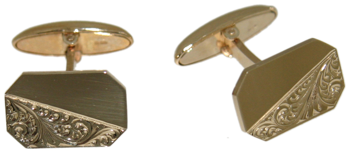 Gold – 9ct yellow gold Plain and patterned oblong Swivel Cufflinks