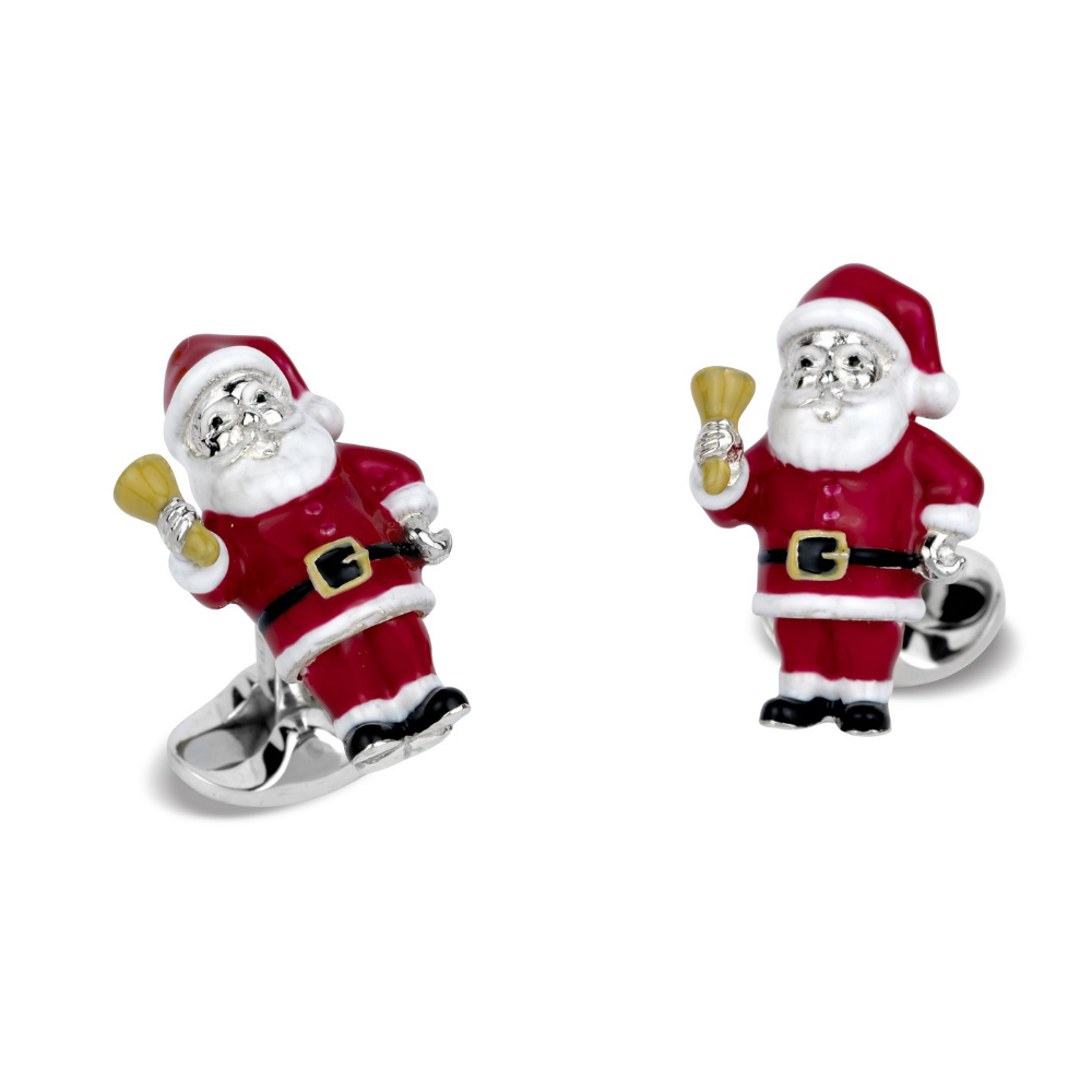 Silver and enamel Deakin and Francis Santa Cufflinks
