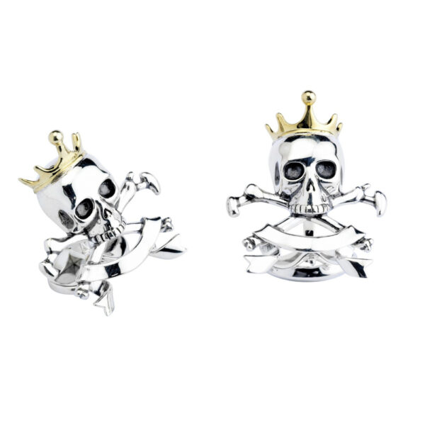 Silver and silver gilt Deakin & Francis Skull and cross bone Cufflinks
