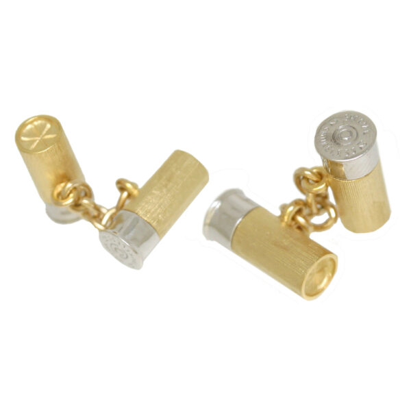 Gold - 9ct yellow and white gold 12 bore chain cufflinks