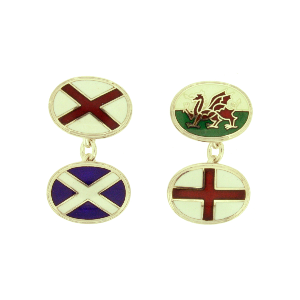 Flags of the World – UK Silver and enamel chain Cufflinks