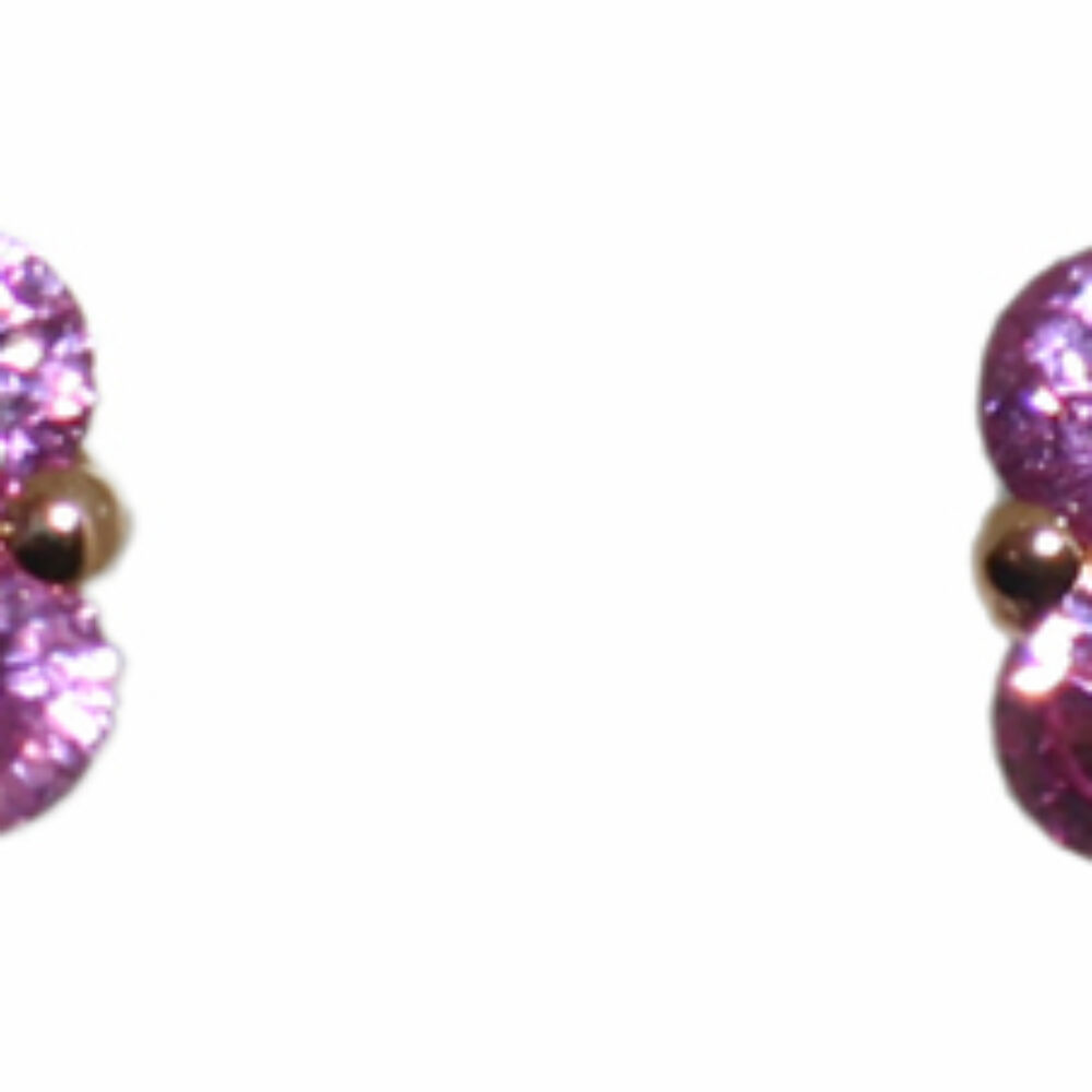 Pink Sapphire and Diamond inverted cluster earrings, 18ct rose gold mounts