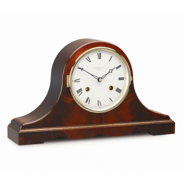 Mahogany 8 day Comitti Napoleon style bell strike mantel clock C4119S