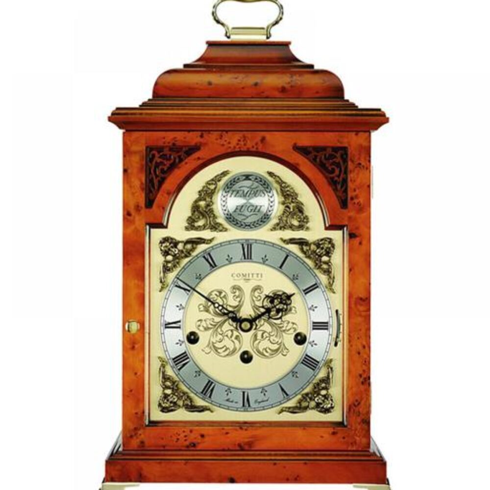 Bur Yew 8 day Comitti Triple chime mantel/table clock C4412TCH