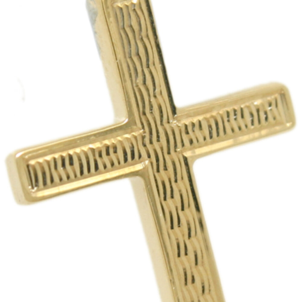 9ct yellow Gold cross Barley engine turned