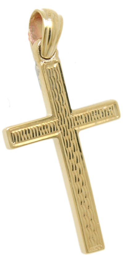9ct yellow Gold cross Barley engine turned