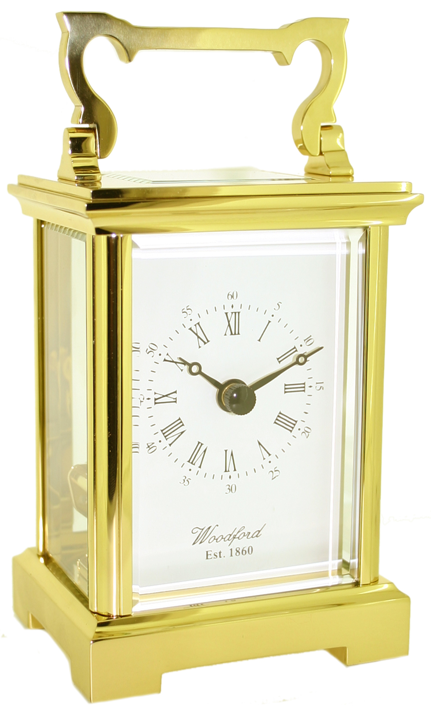 Solid Brass skeleton quartz Woodford Anglaise carriage clock