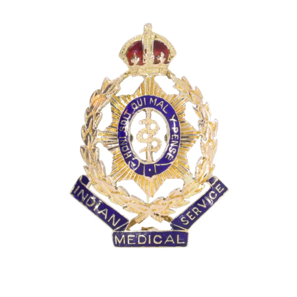 Indian Medical Service Regimental brooch 9ct gold and enamel