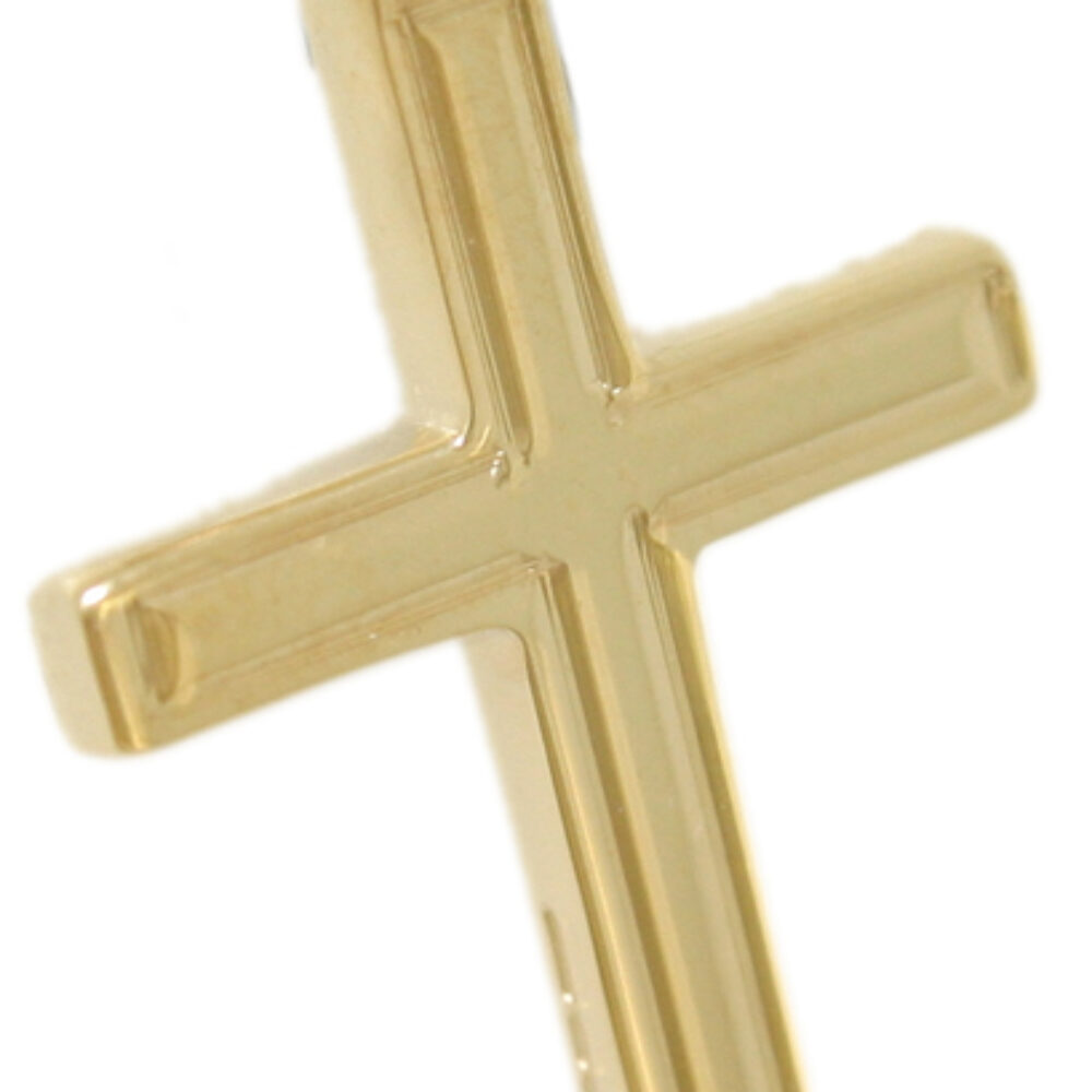 9ct yellow Gold cross Line engraved border