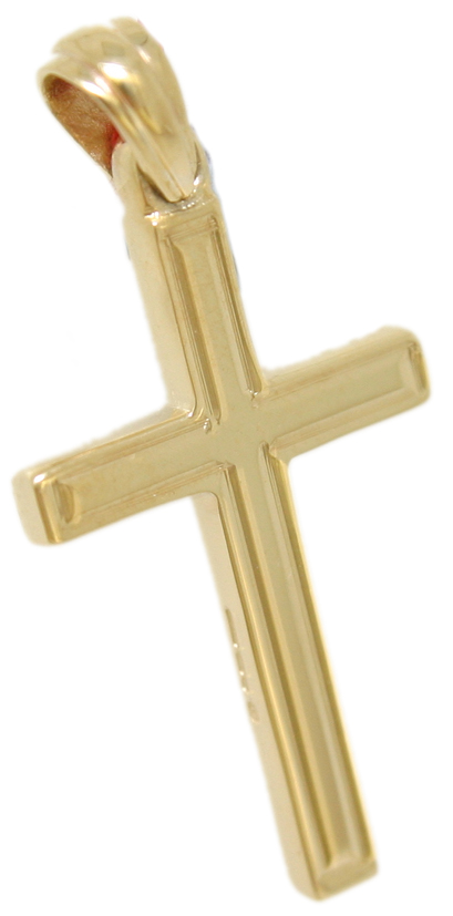 9ct yellow Gold cross Line engraved border