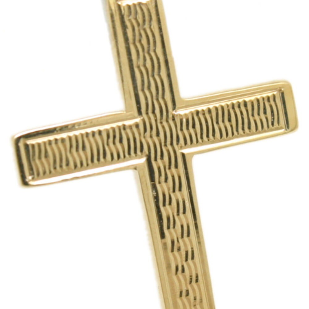 9ct yellow Gold cross Barley engine turned