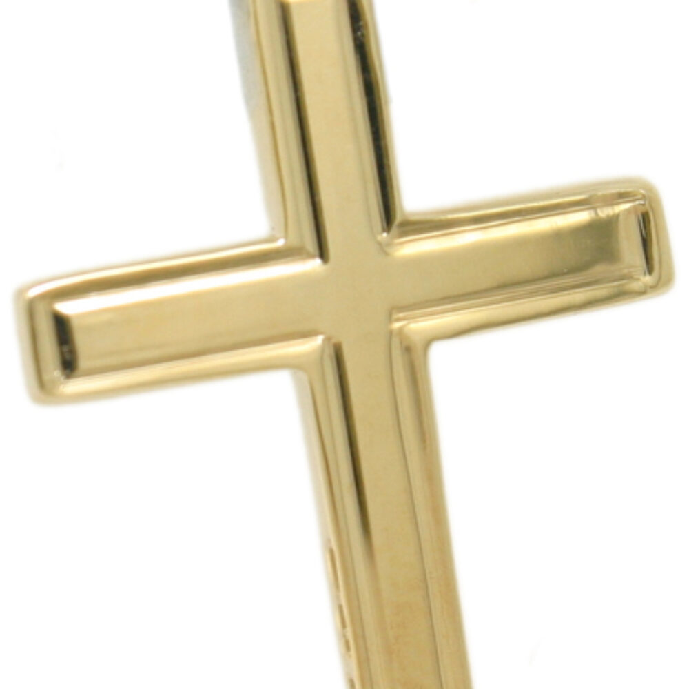 9ct yellow Gold cross Line engraved border