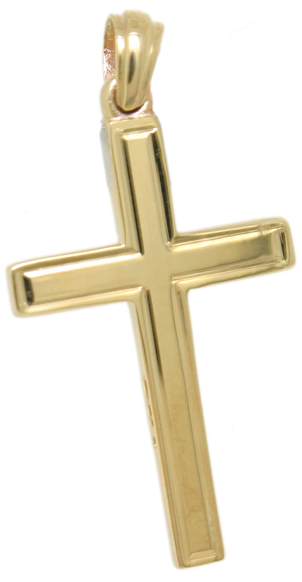 9ct yellow Gold cross Line engraved border