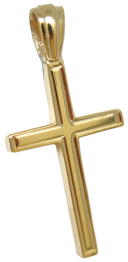 9ct yellow Gold cross Line engraved border
