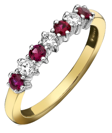 Ruby and diamond half eternity ring
