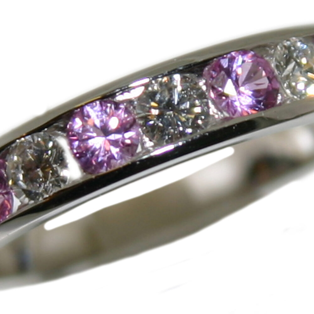 Pink Sapphire and Diamond eternity ring