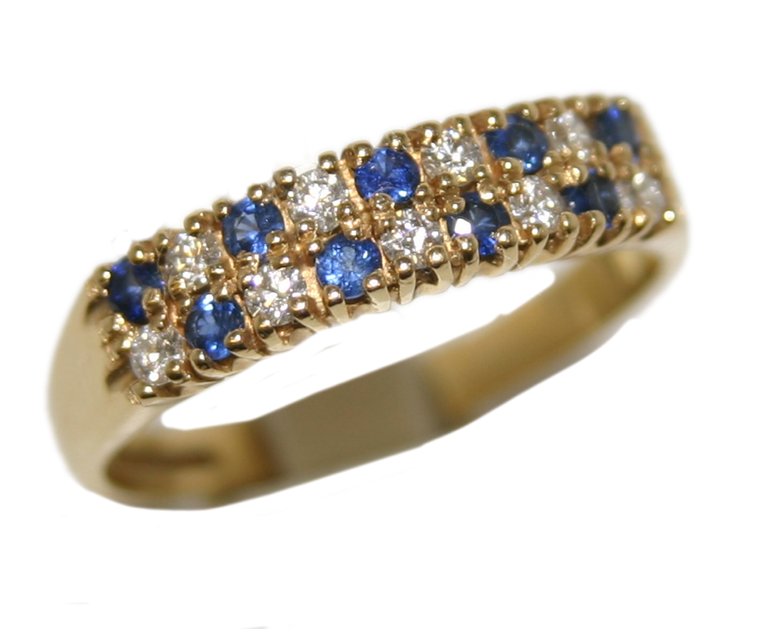 Sapphire and Diamond Eternity ring, 18ct gold mount