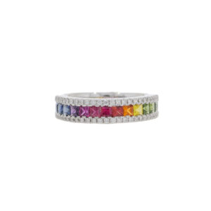 R112.4 Multi coloured sapphire and diamond ring