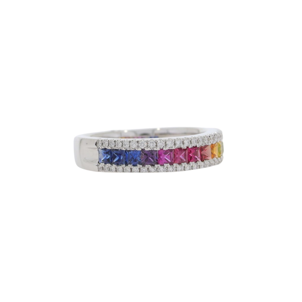 R112.4 Multi coloured sapphire and diamond ring side 2