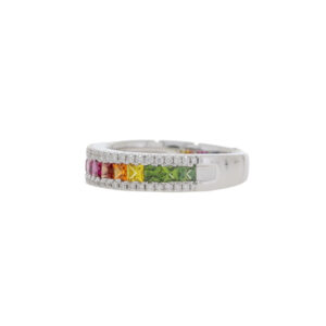 R112.4 Multi coloured sapphire and diamond ring side