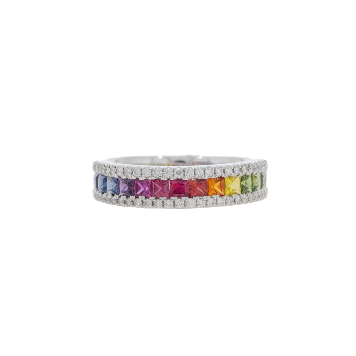 R112.4 Multi coloured sapphire and diamond ring