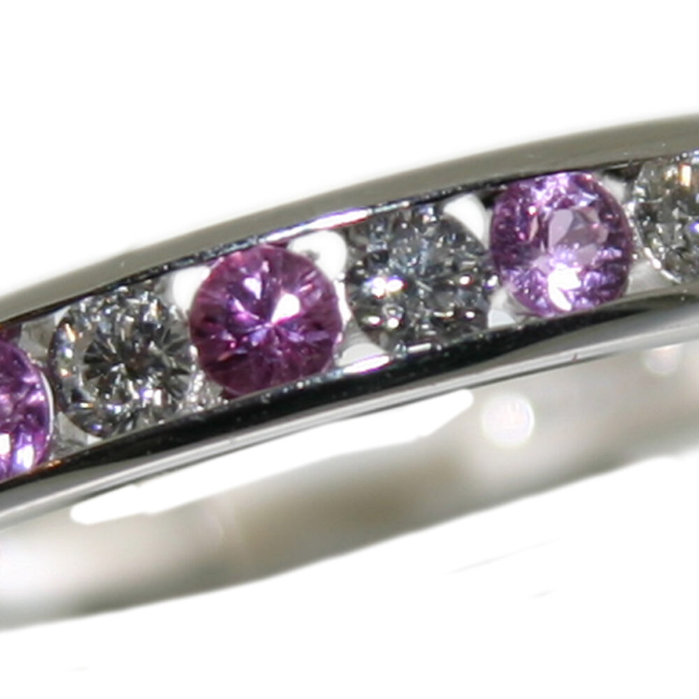 Pink Sapphire and Diamond eternity ring