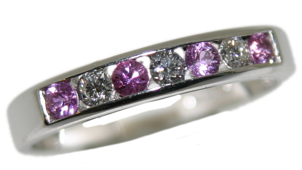 Pink Sapphire and Diamond eternity ring