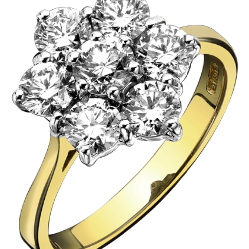 Diamond seven stone cluster ring