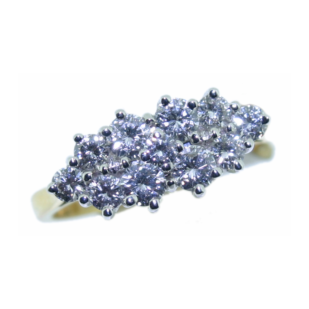 Diamond marquise shaped cluster ring