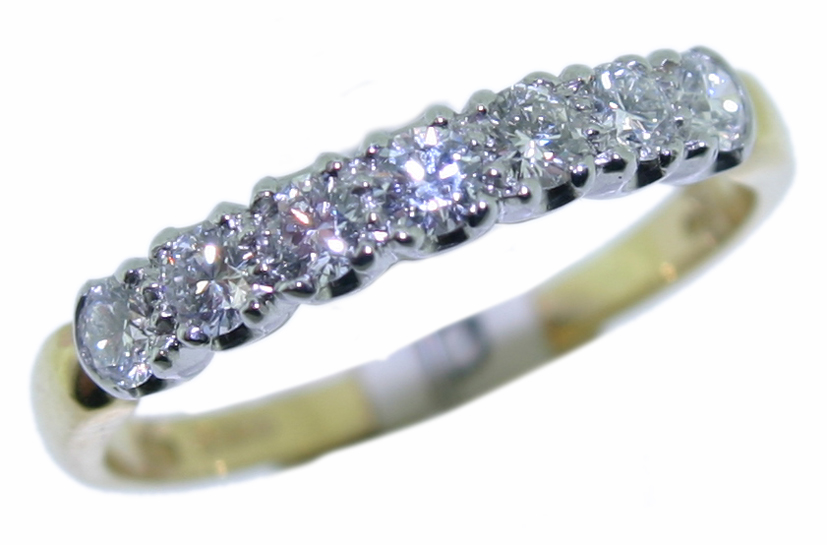 Diamond seven stone half eternity ring 0.68ct, platinum and 18ct gold mount