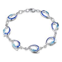 Sheila Fleet Sterling Silver and Enamel Dolphin Bracelet