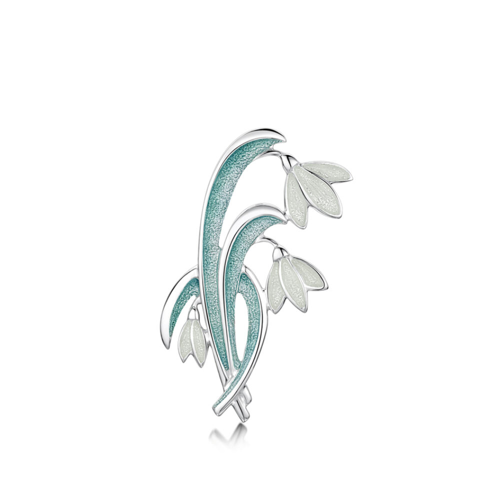 Sheila Fleet Sterling Silver and Enamel Snowdrop Brooch