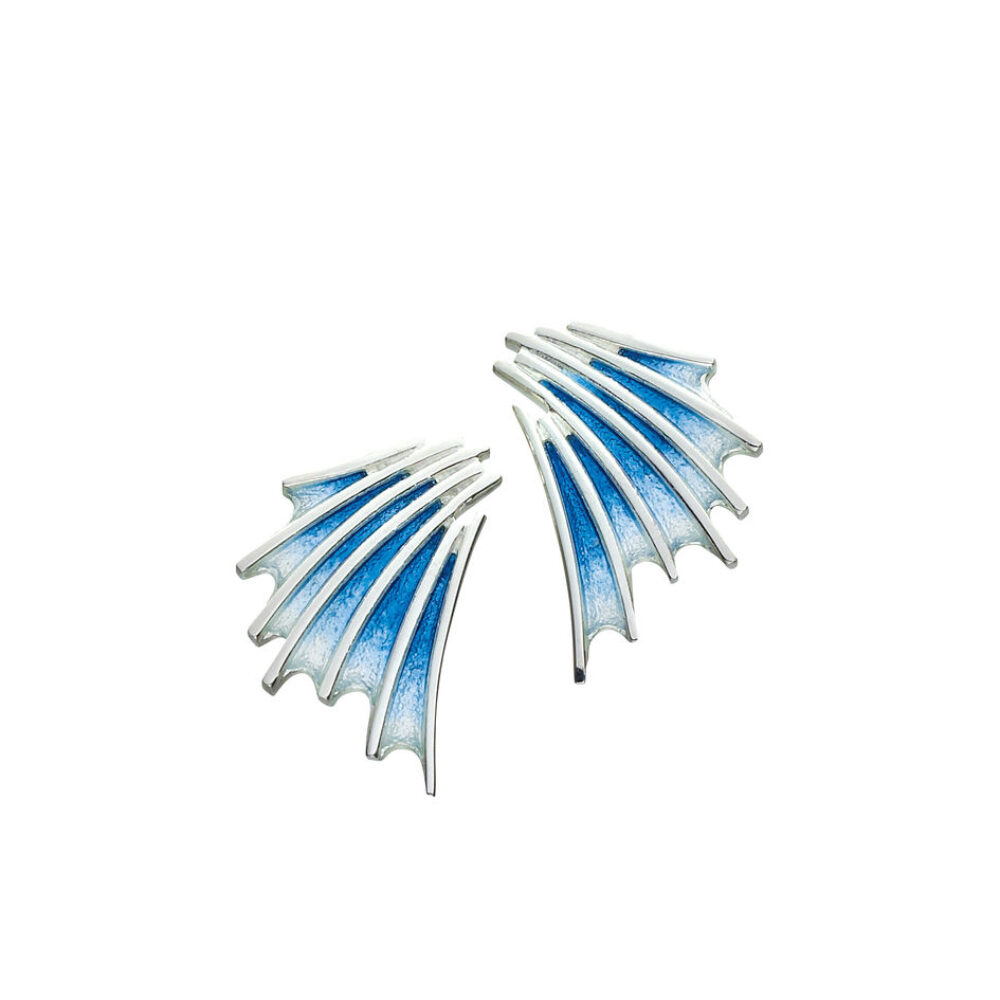 Sheila Fleet Sterling Silver and Enamel Cascade Earrings