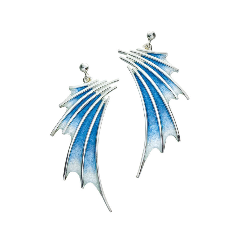 Sheila Fleet Sterling Silver and Enamel Cascade Drop Earrings