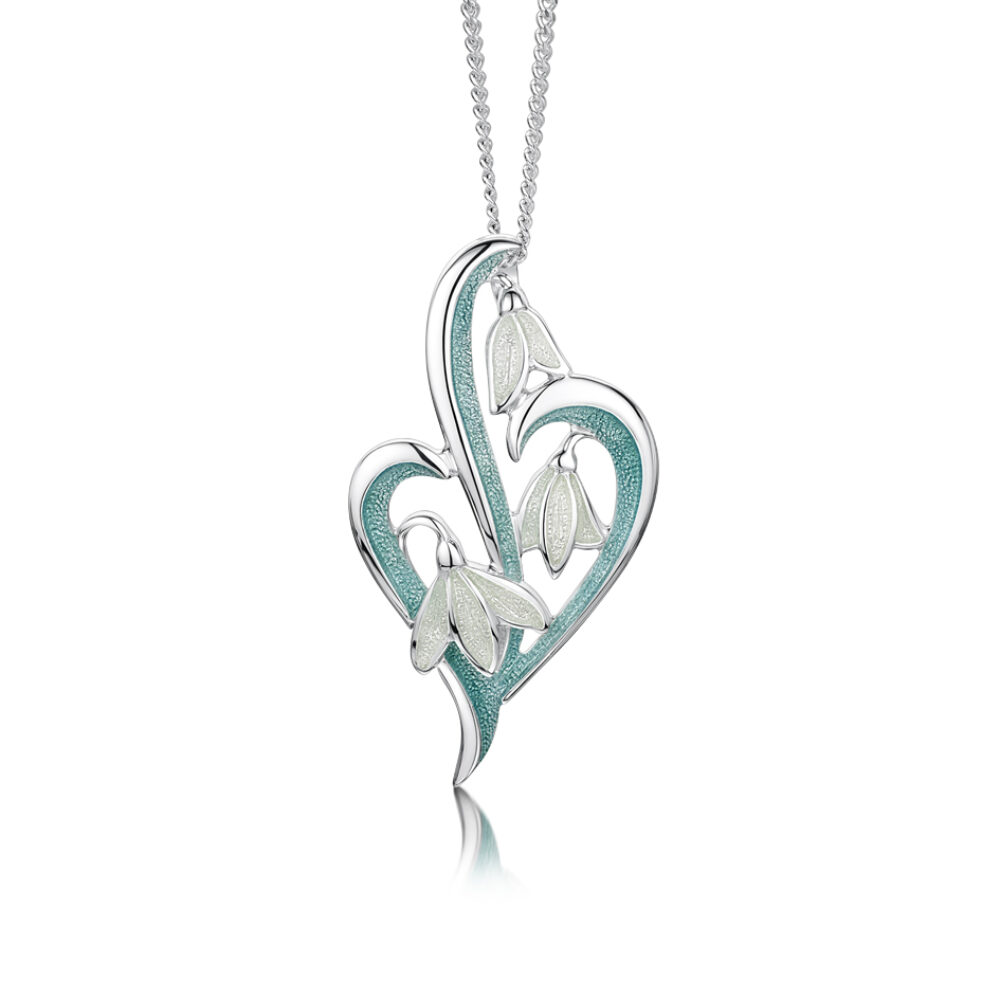 Sheila Fleet Sterling Silver and Enamel Snowdrop Pendant