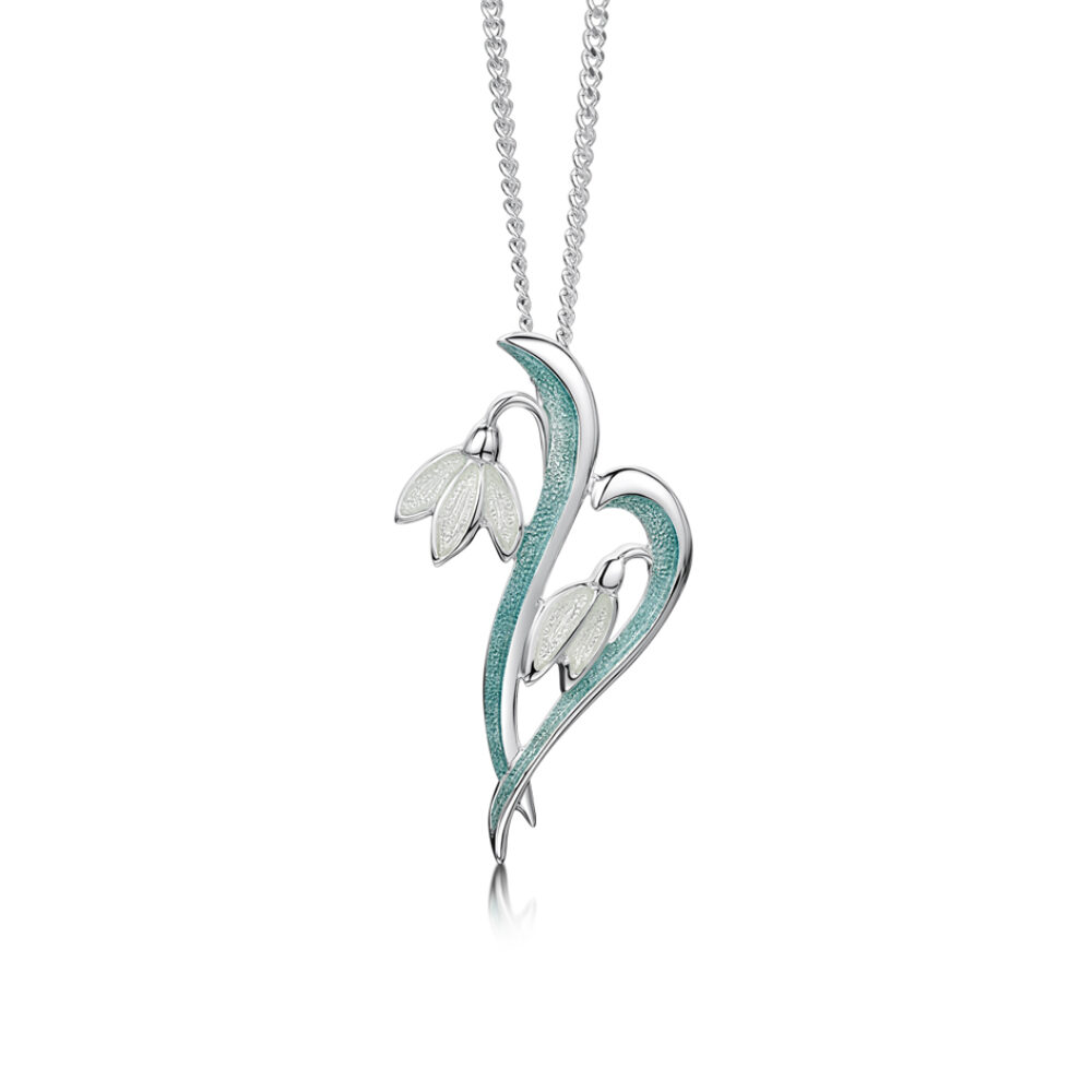 Sheila Fleet Sterling Silver and Enamel Snowdrop Pendant