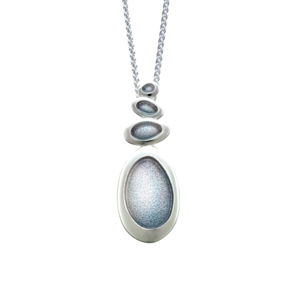 Sheila Fleet Sterling Silver and Enamel Shoreline Pebble Pendant