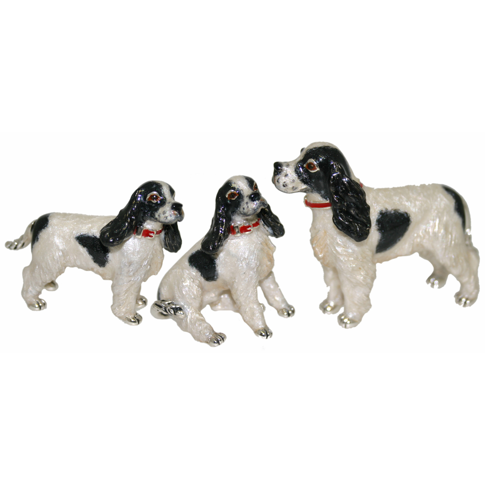 Saturno Sterling Silver and Enamel Dogs – Cocker Spaniel Ornaments
