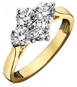 Diamond 4 stone cluster ring