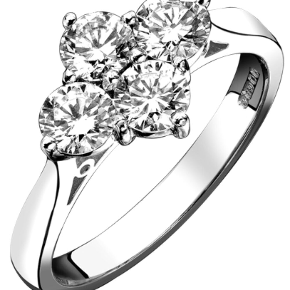 Diamond 4 Stone Cluster Ring, 0.54ct Platinum claw Mount