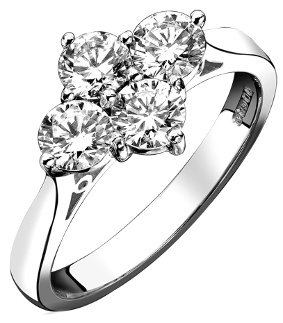 Diamond 4 Stone Cluster Ring, 0.77ct Platinum claw Mount